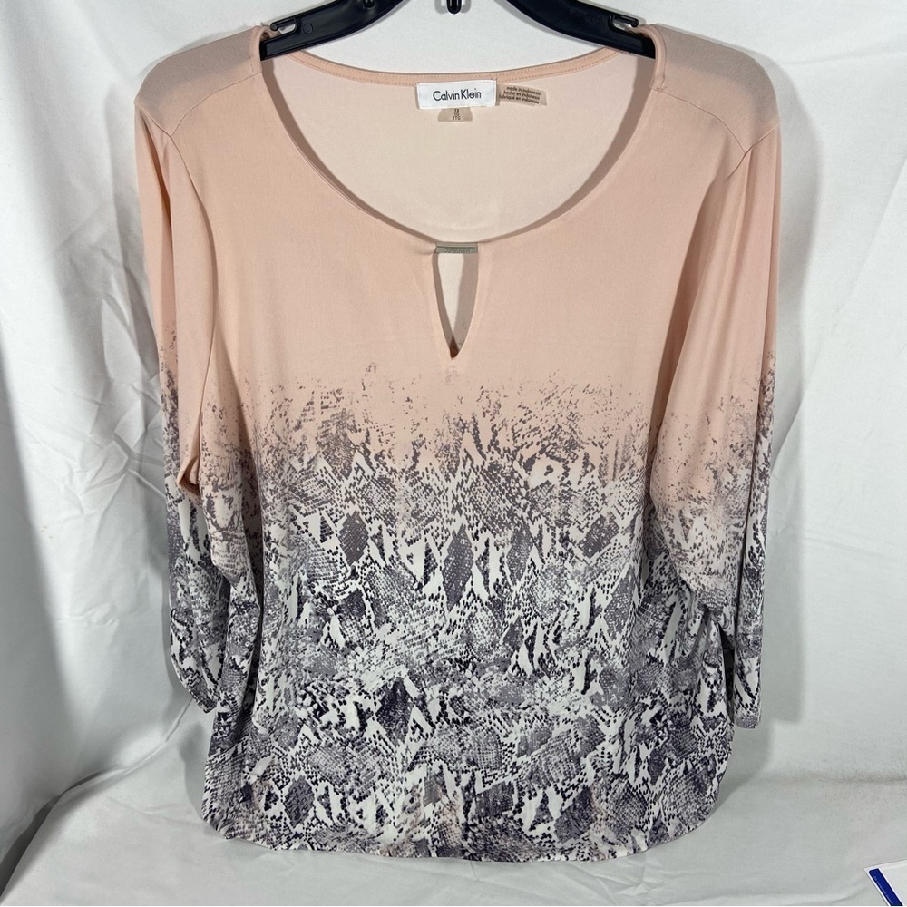 Calvin Klein Women’s Animal Print Blouse Size 1X Casual Office Whimsical
